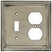 Brainerd 64766 Beaded Single Toggle Switch/Duplex Outlet Wall Plate / Switch Plate / Cover, Brushed Satin Pewter