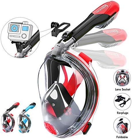 HENGBIRD Integral Full Face Anti-Fog Snorkel Mask Glasses with 180 ° Full Visible Support Sports Camera