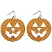Lux Accessories Halloween Orange Glittery Huge Carved Cutout Pumpkin Silvertone Dangle Earrings