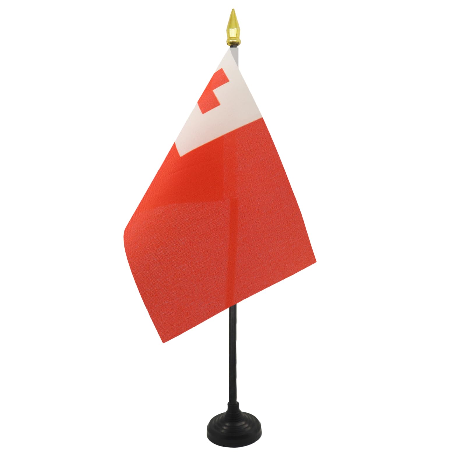 AZ FLAG - Tonga Table Flag 4'' x 6'' - Tongan Mini Desk Flag 100% Polyester 15 x 10 cm - Office Mini Banner with 10'' Pole - Golden Spear
