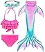 Girls Mermaid Tails for Swimming Bathing Suits Mermaid Theme Swimsuits Toddler Girls Birthday Gift for 3-12Y (D-Green Pink, 5-6 Years)