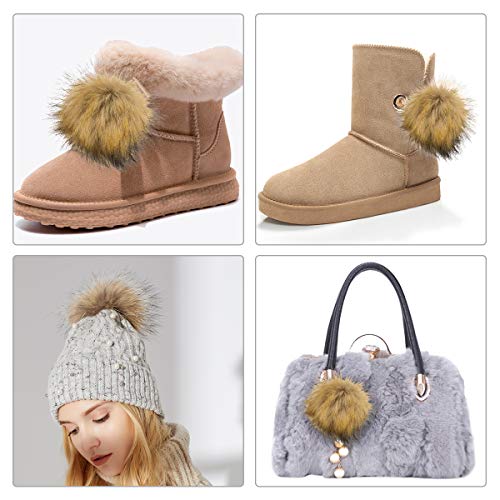 24 Pieces Faux Fur Pom Pom Balls Fur Fluffy Pompom Ball with Elastic Loop for Hats Shoes Scarves Gloves Scarves Bag Key Chain Charms Accessories(Faux Mink Fur Color/12 Pairs) (Faux Mink Fur Color)