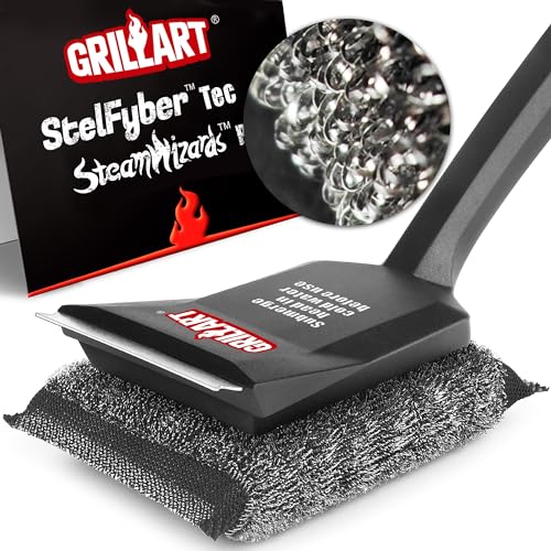 GRILLART Grill Brush Bristle Free, SteamWizards [Safe & Efficient] Grill Cleaner Brush for All Grill Grates, Replaceable Pad BBQ Grill Brush for Outdoor Grill, Grill Accessories, Gifts for Men/Dad
