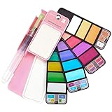 Dyvicl Watercolor Paint Set - 18 Pastel Colors, Portable Foldable Watercolor Travel Set with Brush, Christmas Gift for Artist, Kids & Adults Outdoor Painting