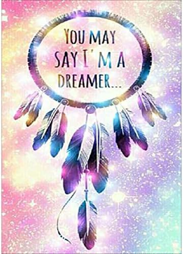 LAZODA DIY 5D Diamond Painting by Number Kits, Crystal Rhinestone Embroidery Pictures Arts Craft for Home Wall Decoration Colorful Dream Catcher 11.8 x 15.7 Inch