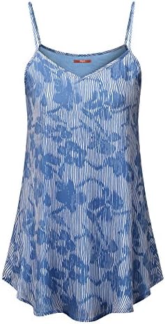 Gaharu Women's Summer Sleeveless V Neck Pleats Loose Casual Plaid Cami Tank Top