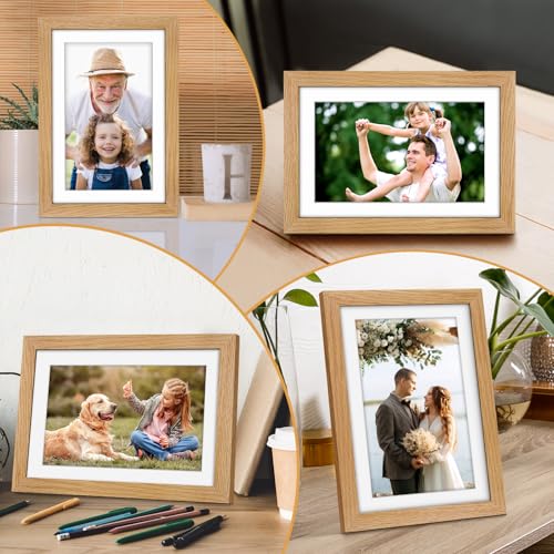 Digital Photo Frame WiFi Oak Wood Frame, Frameo Digital Picture Frame 10.1 Inch, 32GB Memory, 1280 * 800 HD IPS Touchscreen, Auto-Rotate, Share Photos Videos via Frameo APP, Gifts for Women/Men