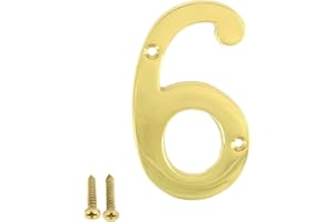 ZHONGWANG HARDWARE ZW Hardware A200 4 Inch Brass Bright Brass House Number 6