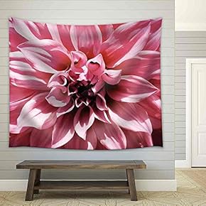 Close-Up Floral Pink Dahlia Flower Vintage Soft Color Style - Fabric Wall Tapestry Home Decor - 51x60 inches