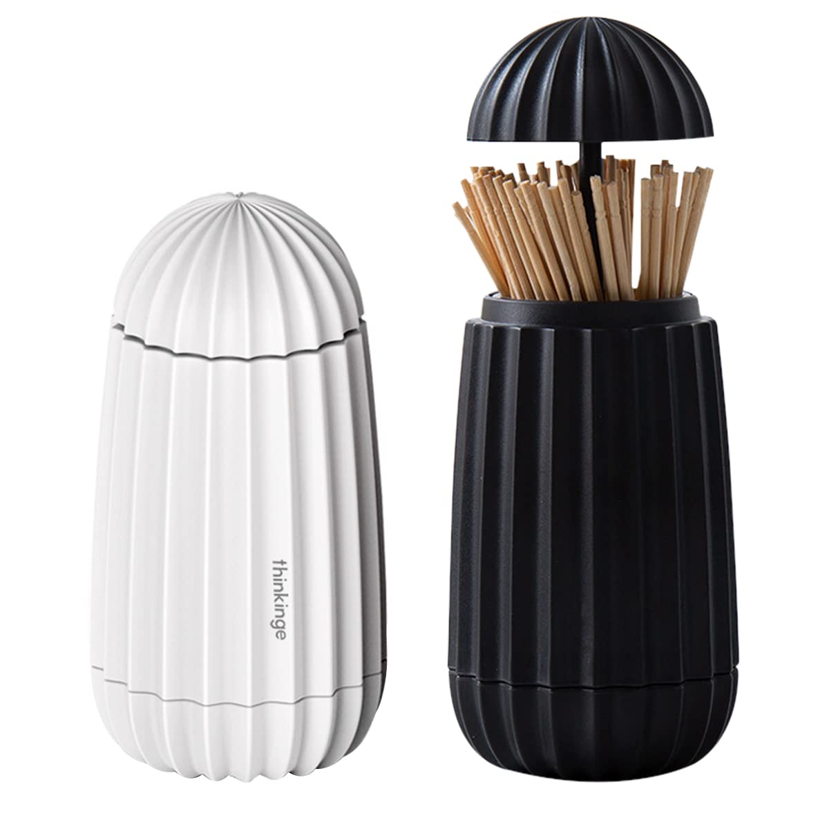 WideSmart 2 Pcs Toothpick Holder Dispenser,Automatic Toothpick Dispenser Toothpick Holder Plastic Press Dispenser Toothpick Boxes Cotton Buds Toothpicks Organizer Storage Box Case Table Accessories