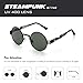 CGID E73 Retro Steampunk Style Inspired Round Metal Circle Polarized Sunglasses for Women Men