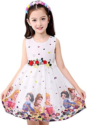 The Girl's Princess Aisha Dress, Summer Dress Children's Chiffon Dress, The Middle Child's Frozen Summer Vest Skirt