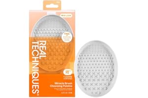 Real Techniques Miracle Brush Cleansing Palette, Makeup Brush Cleaner For Deep Cleaning, Use With Makeup Brush Shampoo, Silicone Ridges & Easy Grip, Includes Cleansing Gel, Cruelty-Free, 3 Count