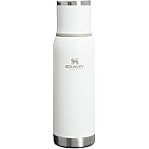 Stanley Adventure-To-Go Vacuum Bottle 25 oz | Wide Mouth with Leakproof Cup Lid | Keep Drinks Hot or Cold | Packable for Travel | Insulated Stainless Steel Thermal Bottle | BPA-Free | Frost White
