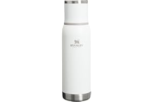 Stanley Adventure-To-Go Vacuum Bottle 25 oz | Wide Mouth with Leakproof Cup Lid | Keep Drinks Hot or Cold | Packable for Travel | Insulated Stainless Steel Thermal Bottle | BPA-Free | Frost White