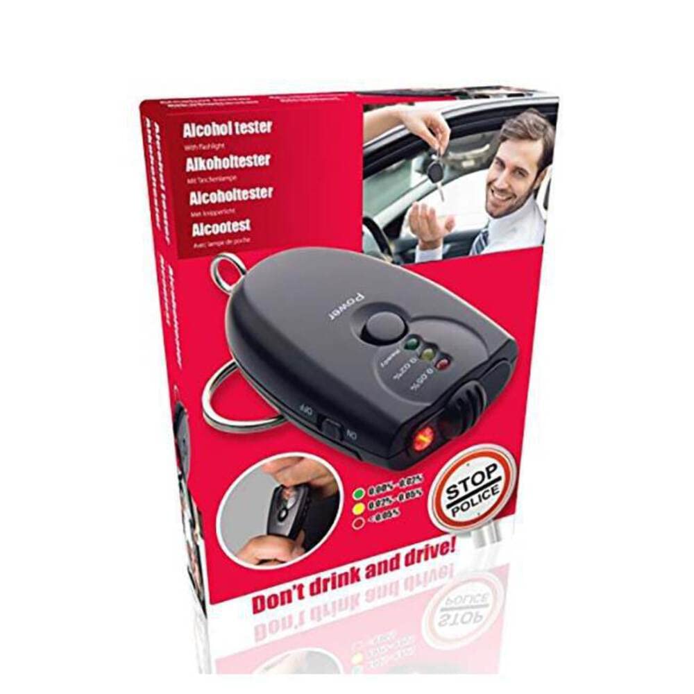 Alcohol Breath Tester, Portable, Keyring, 3 Indicator Lights