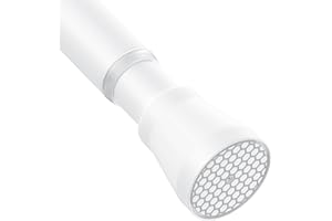 AIZESI White Shower Curtain Rod Adjustable Curtain Rods 34-59 Inch Never Rust & Non-Slip Shower rod no Drilling Shower Rods Tension Curtain Rod Curtain Rods for Bathroom Closet Doorway Cupboard
