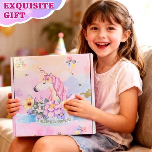 Beauenty Unicorn Gifts for Girls Ages 3-10 - Toys Set with Light Up Plush Pillow, Diary, Headband & Water Bottle - Birthday Christmas New Years Gifts for Kids & Girls (style 1)