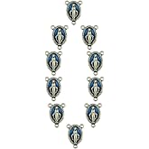 10 Pack of Blue and Silver-tone Miraculous medal Rosary centerpieces | Beautiful Catholic Pendant | Fashionable Christian Accessory | Attach pendant to chain