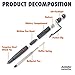 Aotedor EDC Tactical Pen Flashlight - Window Glass Breaker, Ballpoint Pen + 2 Ink Cartridges + 2 Batteries - Gray