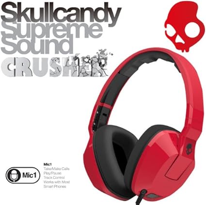 Amazon Co Jp マイク付き 正規品日本 リカskullcandyスカルキャンディーヘッドフォンクラッシャークラッシャー赤ブラックのスマートフォン 家電 カメラ