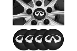 THCBME 4pcs Wheel Center Caps Sticker for Infiniti, Black Wheel Center Hub Covers Sticker, 65mm/2.56''