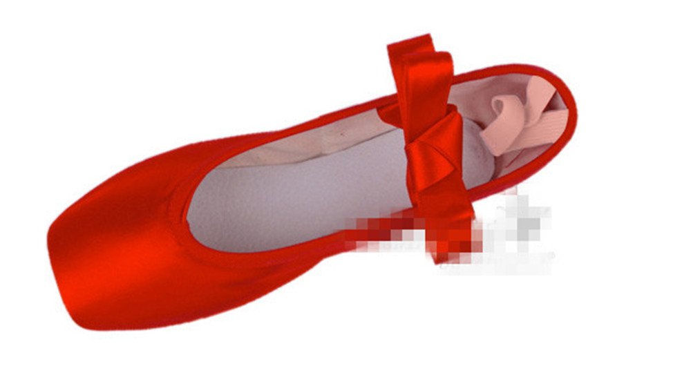 WENDYWUBallet Dance Shoes Colorful Blue Red White Black Pink Pointe Shoes with Toe Pads