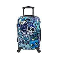 Carry-on Cabin Luggage 55x35x20 Suitcase 20 inch Approved Lightweight 4 Wheel Hard Case Kids Small Size Children Powerbank Charger Prepared BLUE SKULLS TOKYOTO LUGGAGE (TROLLEY + CHARGER)