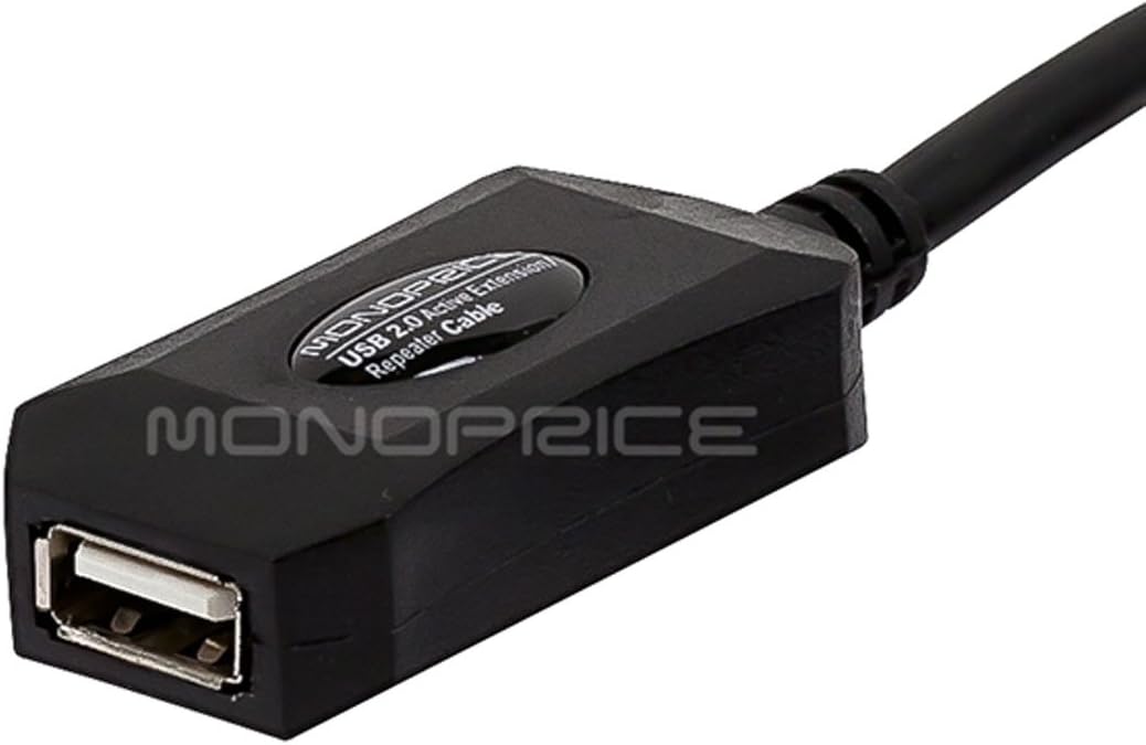 Monoprice USB-A to USB-A Female 2.0 Extension Cable - 4.8M (16ft) - Black, Active, 20/28AWG, Repeater Kinect & PS3 Move Compatible - Image 3
