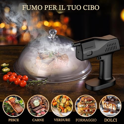 Seihoae Cocktail Bubble Smoke Gun, Funzionamento con un Solo Tasto, Portatile, con Schermo a Colori da 1,4 Pollici, per Baristi, Bar, Feste, Vino, Bevande, Caffè