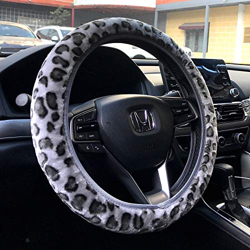 LABBYWAY Elastic Plush Car Vehicle Steering Wheel Cover Protector Available,Used for winter Keep Warm, Breathable, Anti Slip - Universal 15 inch,Gray