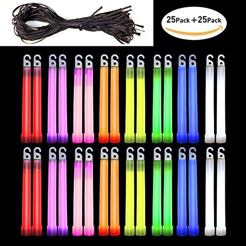 Geekper Glow Sticks Bulk 25 Count ( Whistle Shape ) - Premium Glow In The Dark Light Sticks - Makes Tons of Glow Necklaces