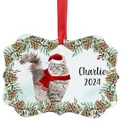 Blue Grey Siberian Cat Christmas Ornament 2024