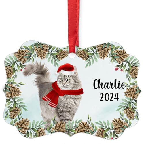 Blue Grey Siberian Cat Christmas Ornament 2024