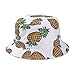 Dealzip Inc? Ladies Women Summer Headwear Pineapple pattern Wide Rim Flat Fishing Bucket Hat-White