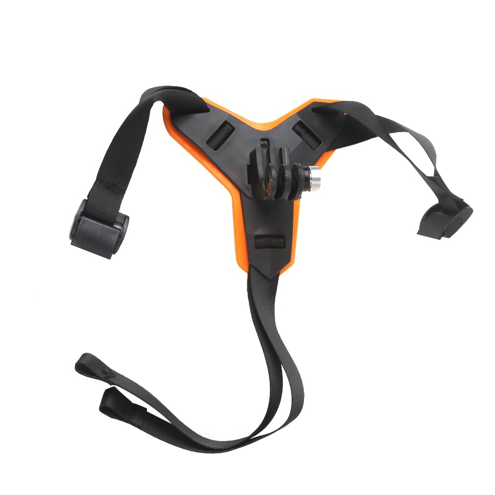 Bicycle Motorcycle Full Face Front Helmet Chin Strap Belt Mount for Go pros 11/10/9/8/7 Max, DJI Osmo Insta360 Other Action Cameras (Orange)