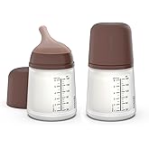 Suavinex Zero Zero Anti Colic Baby Bottle, No 1 Spanish Baby Bottle Brand, Minimizes Bottle Rejection & Nipple Confusion, Perfect for Combo Feeding, 2pk, 6oz/180mL, Deep Tone, Adaptable Flow Nipple