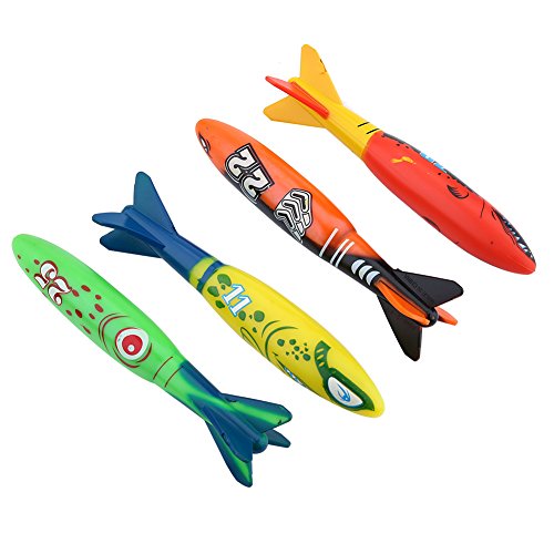 VGEBY1 Diving Torpedo Toys, 4pcs Swimming Training Toys Diving Water Sports Toy for Kids Underwater Game Deformation Model Model Toy