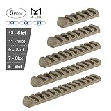 Aecktech M-Lok Polymer Picatinny Rail Sections, 5-Slot 7-Slot 9-Slot 11-Slot 13-Slot Lightweight Rail Section for M-LOK Compatible Systems with 10 T-Nuts 10 Screws and 1 Pcs Wrench.-5 Pieces (FDE)