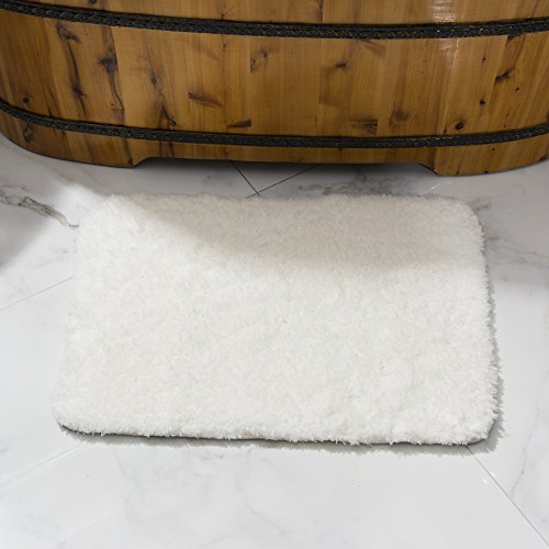 Soft Microfiber Non-slip Antibacterial Rubber Luxury Bath Mat Rug 16"X24" White - Thumbnail 6