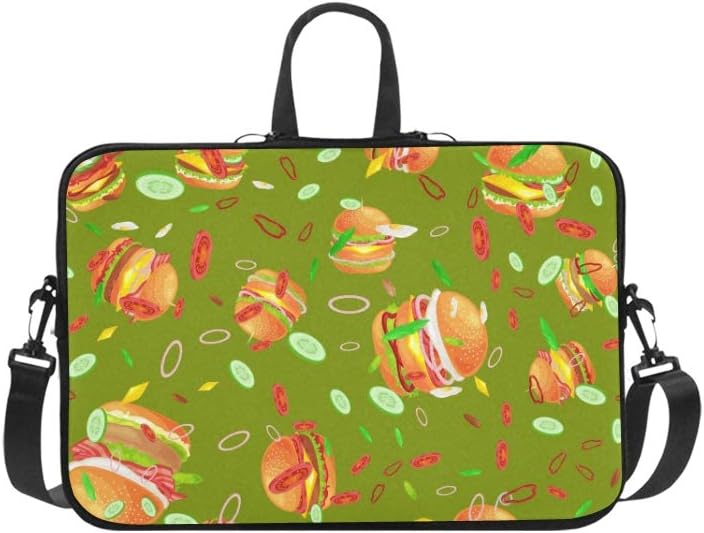 Tasty Burger Grilled Beef Briefcase Laptop Bag Messenger Shoulder Work Bag Crossbody Handbag for Business Travelling
