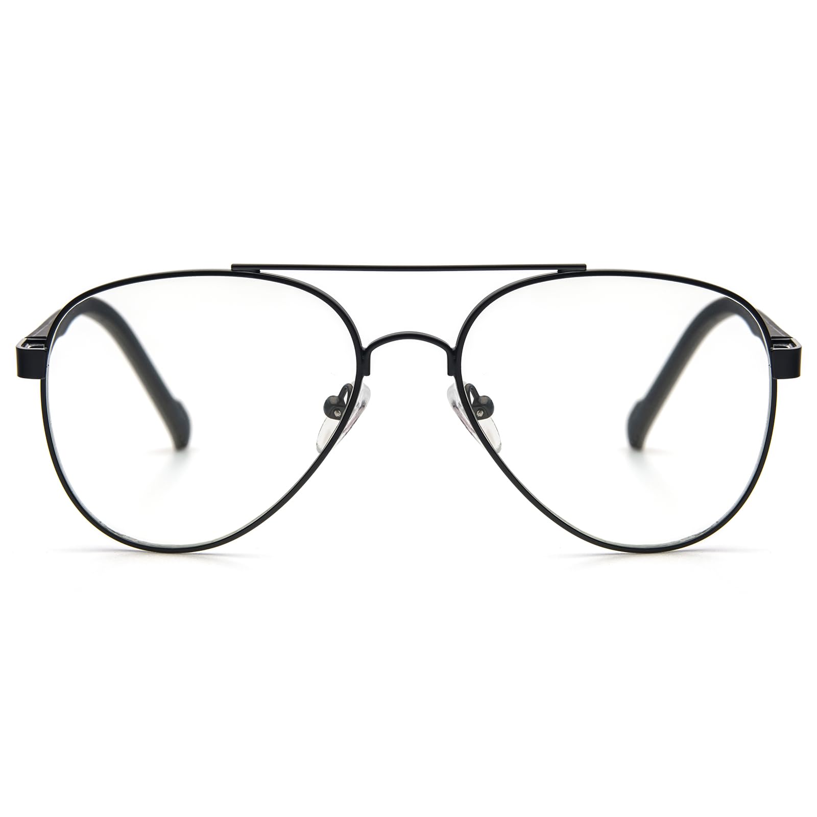 KoKoBin Vintage Metal Frame Reading Glasses Aviator Toad Frame Lens Anti Blue Light women Men Computer Reader (Black, 2)
