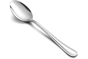 Teaspoon Set of 12, E-far 6.7 Inch Stainless Steel Spoons for Kitchen or Restaurant, Non-toxic & Mirror Polished, Easy to Cle