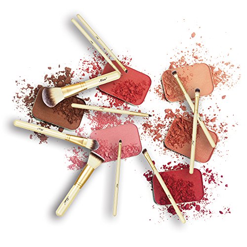 Matto Makeup Brushes Professional 10-Piece Golden Makeup Brush Set with Brush Holder