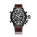 GORBEN Men's Military Waterproof Leather Band Dual Time Quartz Sports Dive LED Digital Watch