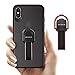 LAVAVIK iPhone X/XS Case with Finger Straps & Ring Holder Kickstand, Slim Fit Hard Cover with Grips Loop for Apple iPhone X/10/XS, Support Magnetic Car Mount and Wireless Charging (Black)