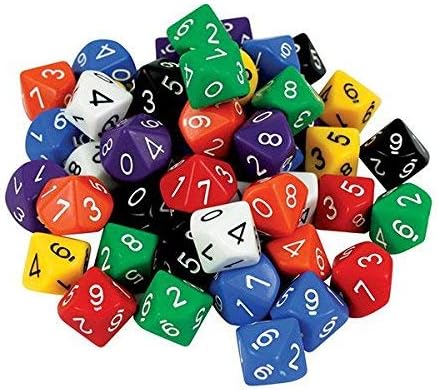 D10 Dice: 10 Face 0-9 (pack of 50) – BigaMart