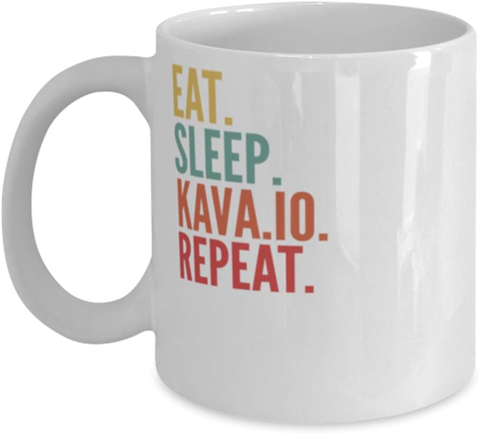 Kava.io Crypto, Eat Sleep Kava.io Repeat Mug 11oz, white