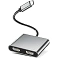 Dnkeaur HDMI Adapter for Dual Monitors,USB C to Dual HDMI Adapter 4K,Type C to HDMI Dual Monitor,USB C Splitter 2 Monitors Extended Display,HDMI Monitors Docking Station for Laptop (Only for Windows)