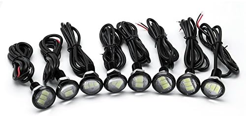 CARPTAH Universal 8pcs High Power White LED Eagle Eye Bumper DRL Fog Light Motorcycle Light Daytime Running DRL Tail Backup Light Car Motor Clearance Marker Lights